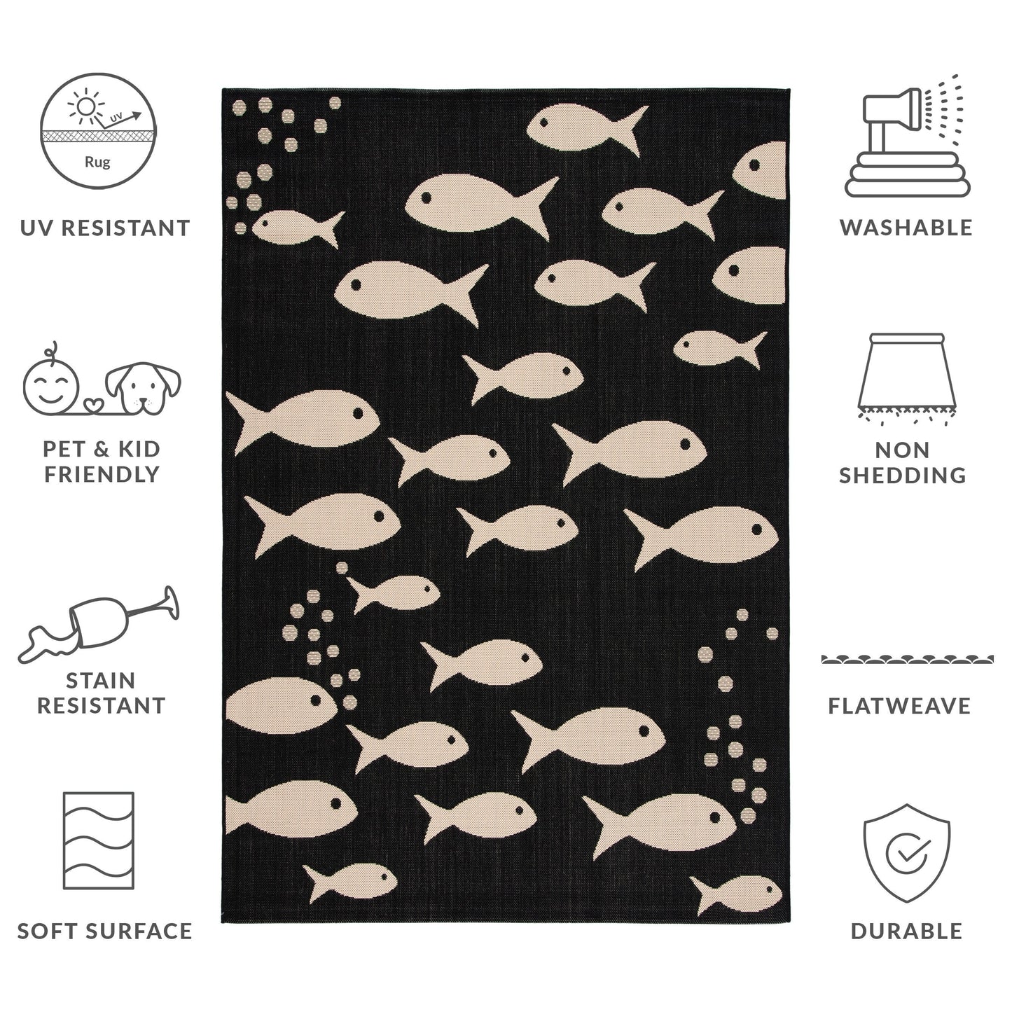 Tapis de jardin SAFAVIEH Courtyard Ragne pour intérieur/extérieur, imperméable, terrasse ou jardin.