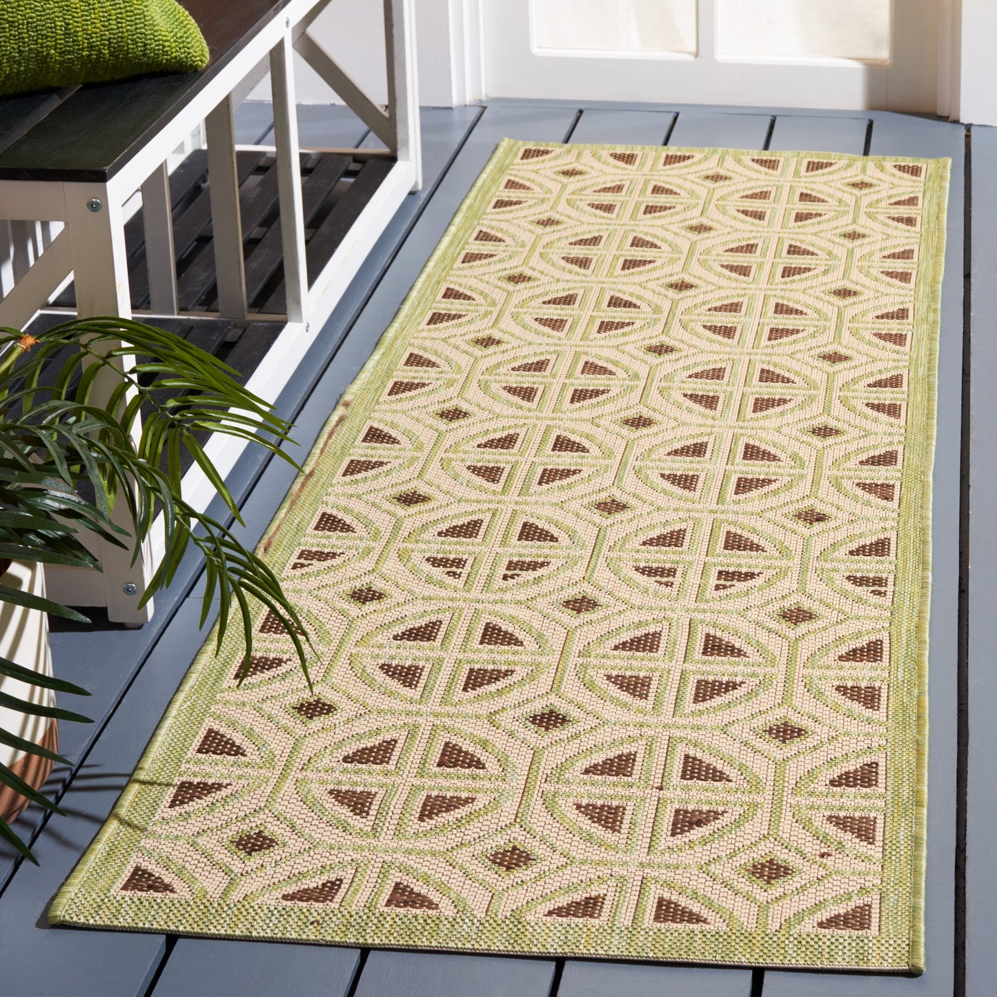 Tapis de jardin SAFAVIEH Courtyard Saundra imperméable pour intérieur/extérieur, terrasse ou jardin