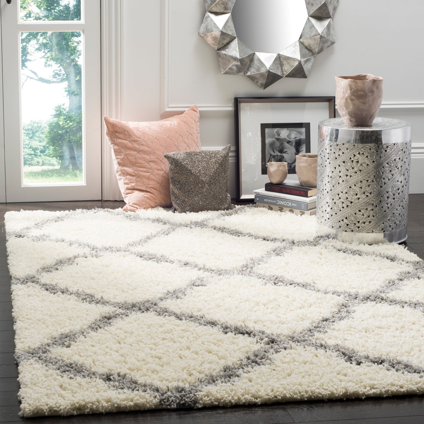Tapis SAFAVIEH Dallas Shag Darina Trellis de 3,8 cm d'épaisseur