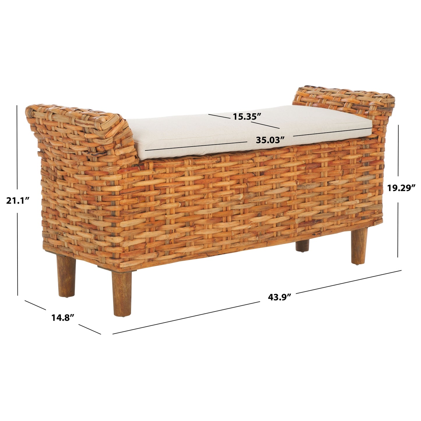 Banc Danna Brown de SAFAVIEH - 43,9 x 14,8 x 21,1 - 44 L x 15 P x 21 H