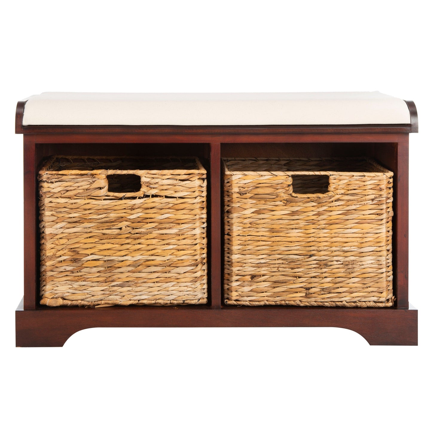 Banc de rangement tressé Euphemia marron SAFAVIEH - 33,5 x 16,1 x 19,9 - 34 L x 16 P x 20 H