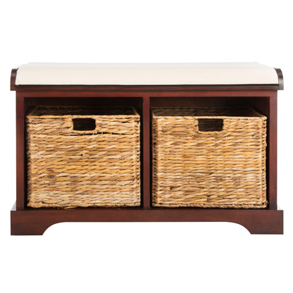 Banc de rangement tressé Euphemia marron SAFAVIEH - 33,5 x 16,1 x 19,9 - 34 L x 16 P x 20 H