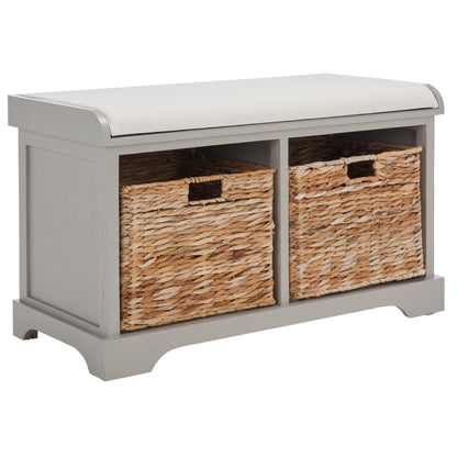 Banc de rangement tressé Euphemia marron SAFAVIEH - 33,5 x 16,1 x 19,9 - 34 L x 16 P x 20 H