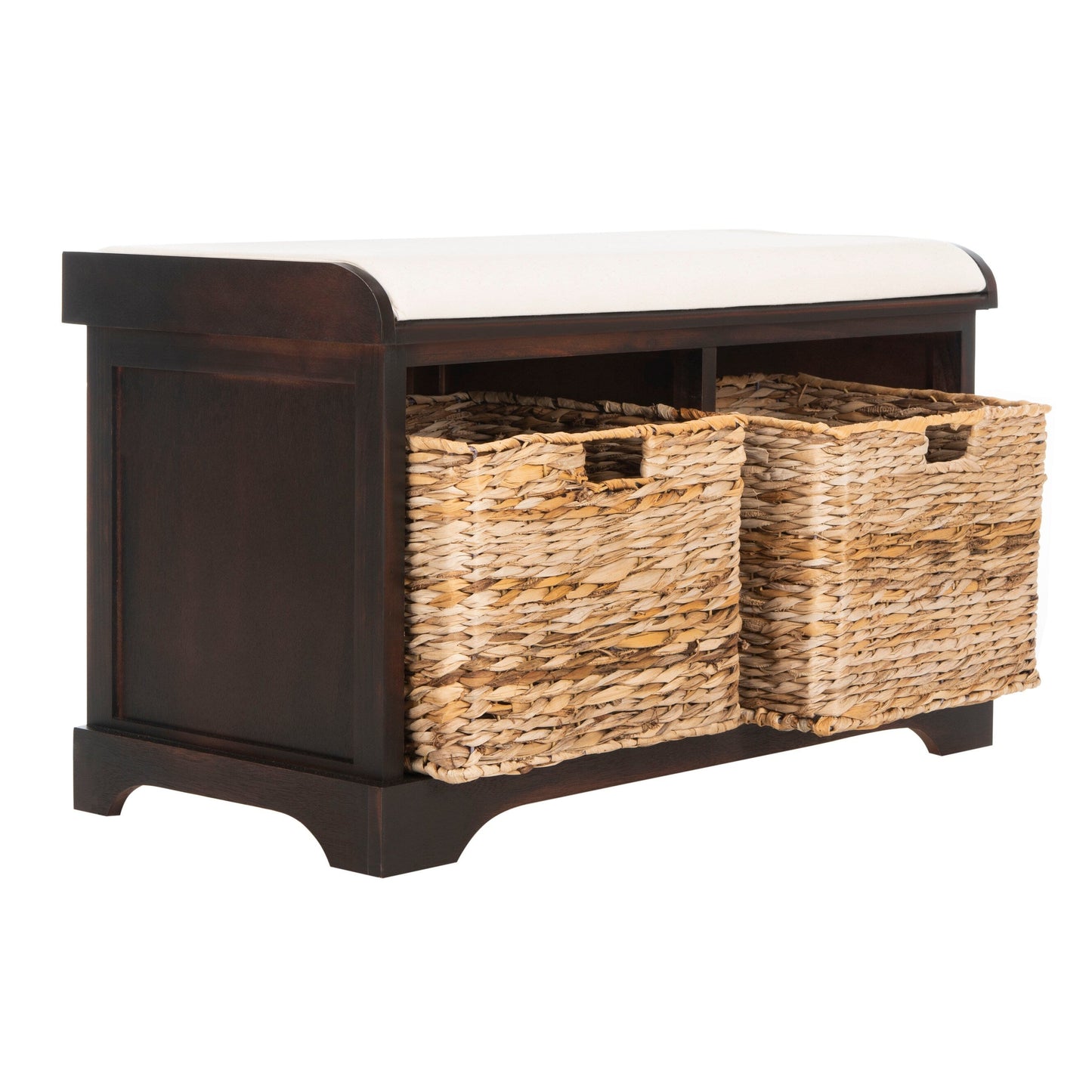 Banc de rangement tressé Euphemia marron SAFAVIEH - 33,5 x 16,1 x 19,9 - 34 L x 16 P x 20 H