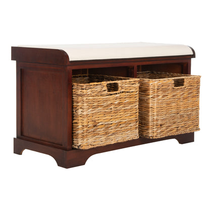 Banc de rangement tressé Euphemia marron SAFAVIEH - 33,5 x 16,1 x 19,9 - 34 L x 16 P x 20 H