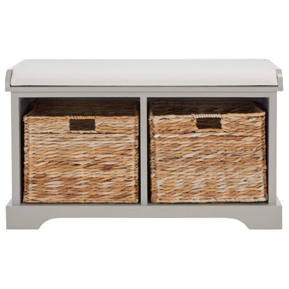 Banc de rangement tressé Euphemia marron SAFAVIEH - 33,5 x 16,1 x 19,9 - 34 L x 16 P x 20 H