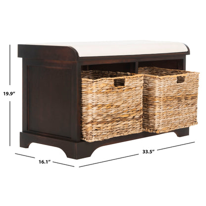 Banc de rangement tressé Euphemia marron SAFAVIEH - 33,5 x 16,1 x 19,9 - 34 L x 16 P x 20 H