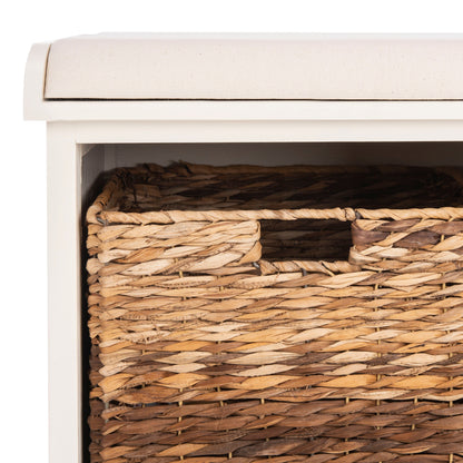 Banc de rangement tressé Euphemia marron SAFAVIEH - 33,5 x 16,1 x 19,9 - 34 L x 16 P x 20 H