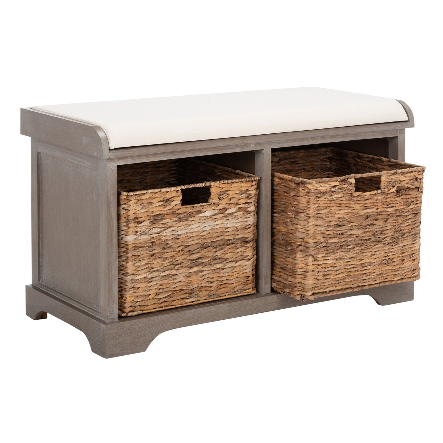 Banc de rangement tressé Euphemia marron SAFAVIEH - 33,5 x 16,1 x 19,9 - 34 L x 16 P x 20 H