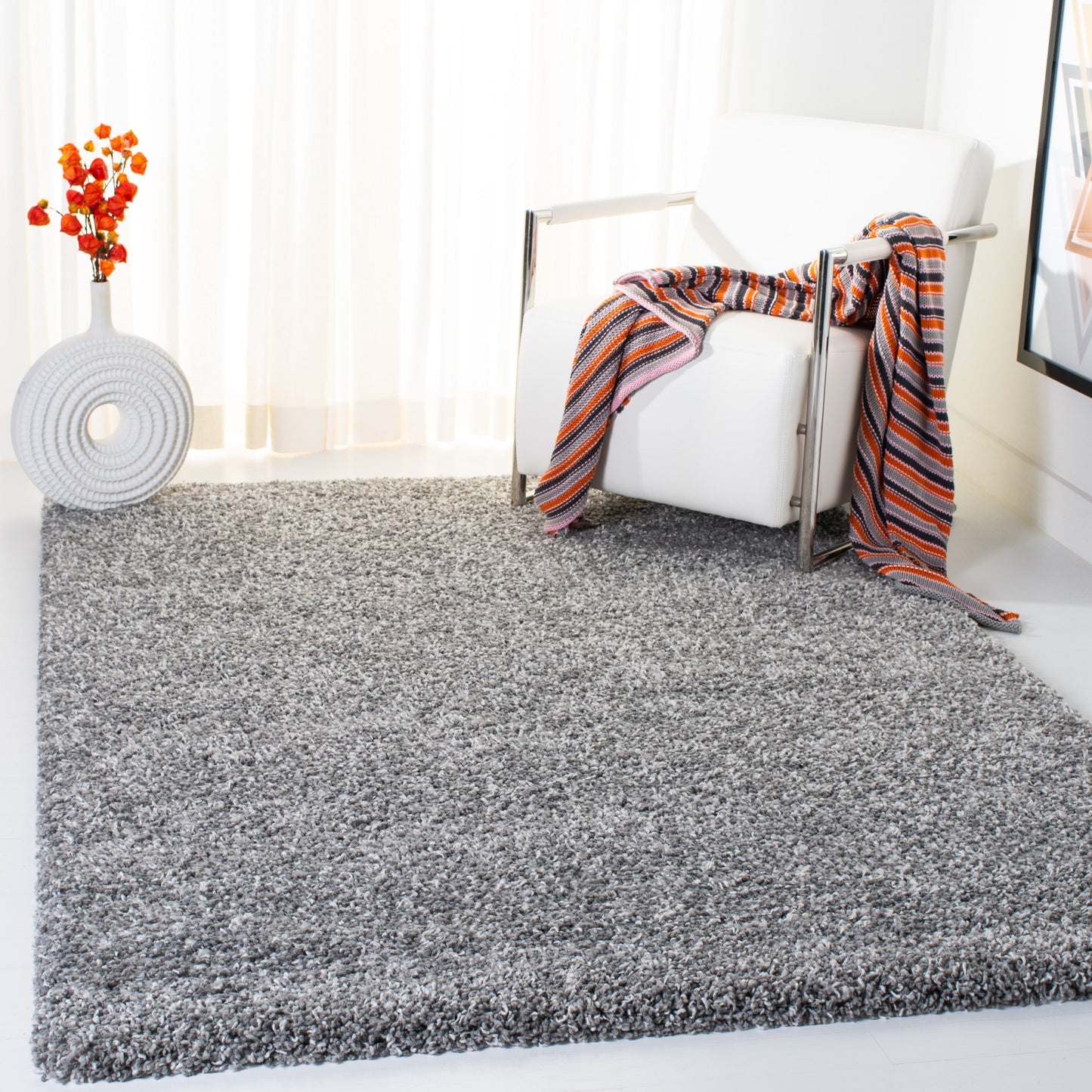 Tapis SAFAVIEH Evolution Shag Fransien uni de 4,6 cm d'épaisseur