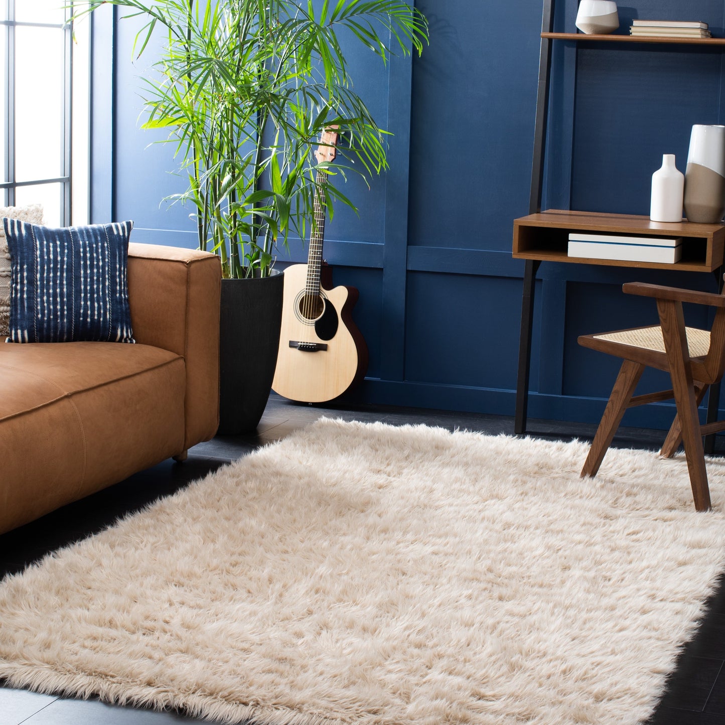 Tapis SAFAVIEH en fausse peau de mouton soyeuse, épaisseur 6 cm