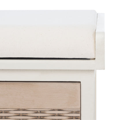 Banc de rangement 3 tiroirs avec coussins SAFAVIEH Fiorello - 47,3 l x 15 L x 19 H - 47 L x 15 P x 19 H