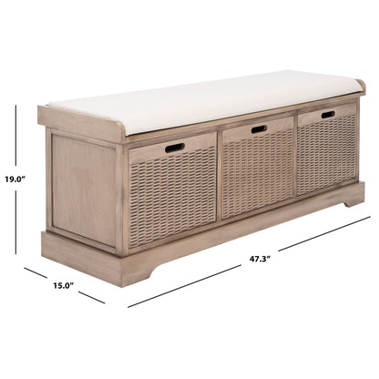 Banc de rangement 3 tiroirs avec coussins SAFAVIEH Fiorello - 47,3 l x 15 L x 19 H - 47 L x 15 P x 19 H