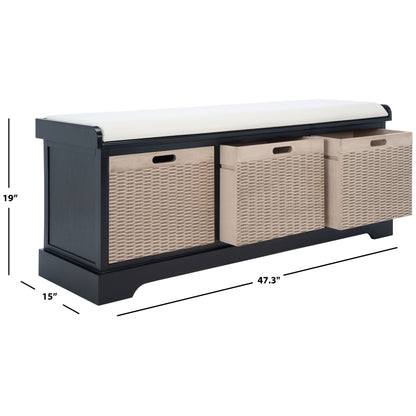 Banc de rangement 3 tiroirs avec coussins SAFAVIEH Fiorello - 47,3 l x 15 L x 19 H - 47 L x 15 P x 19 H