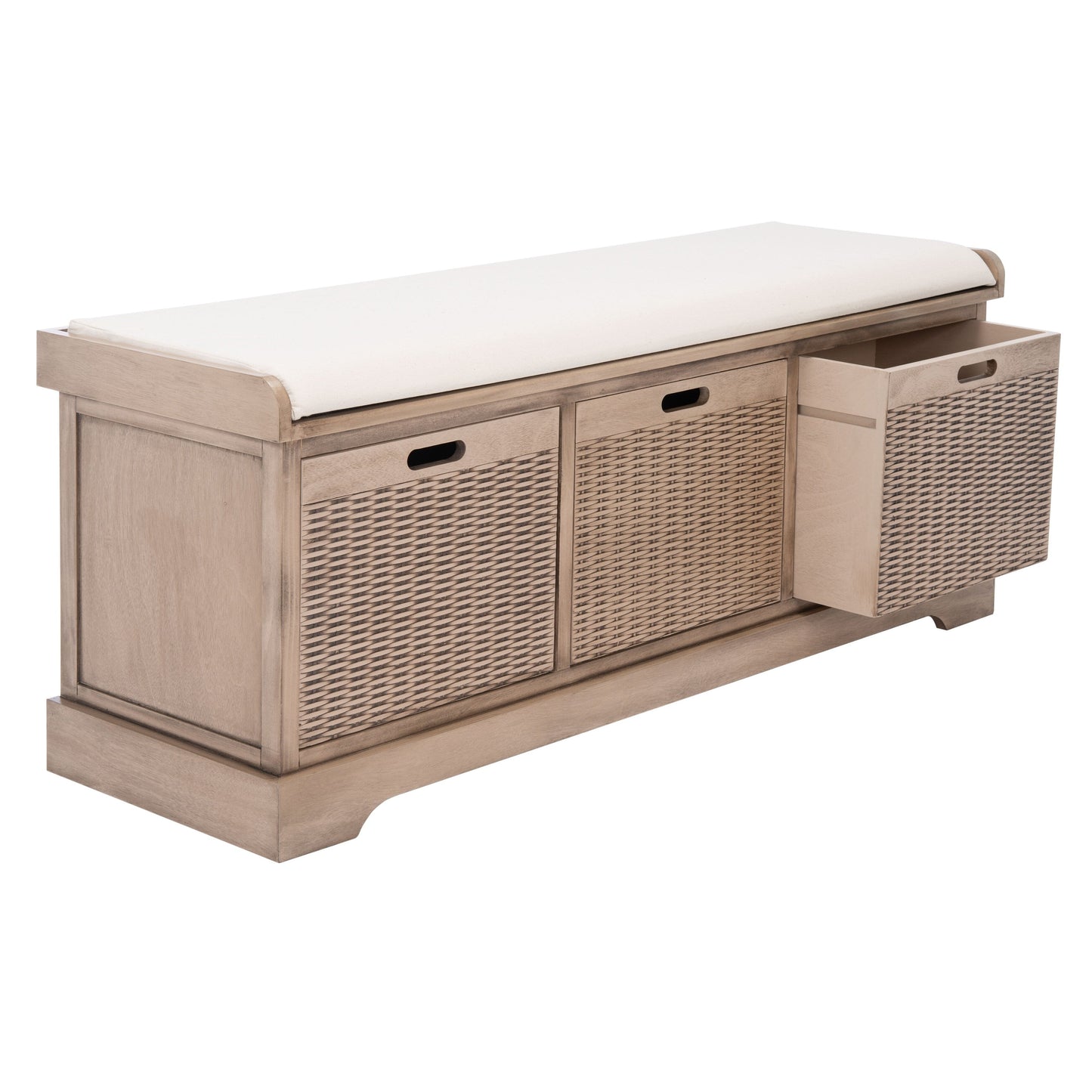 Banc de rangement 3 tiroirs avec coussins SAFAVIEH Fiorello - 47,3 l x 15 L x 19 H - 47 L x 15 P x 19 H