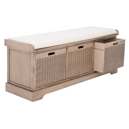 Banc de rangement 3 tiroirs avec coussins SAFAVIEH Fiorello - 47,3 l x 15 L x 19 H - 47 L x 15 P x 19 H