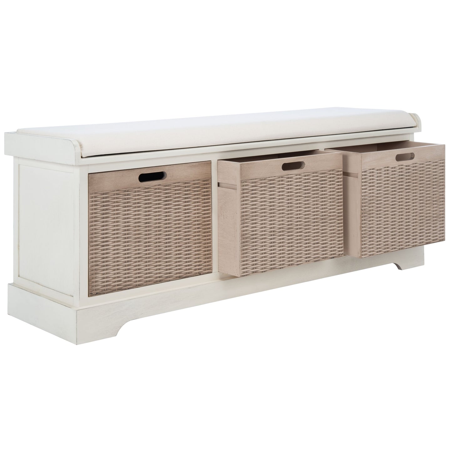 Banc de rangement 3 tiroirs avec coussins SAFAVIEH Fiorello - 47,3 l x 15 L x 19 H - 47 L x 15 P x 19 H