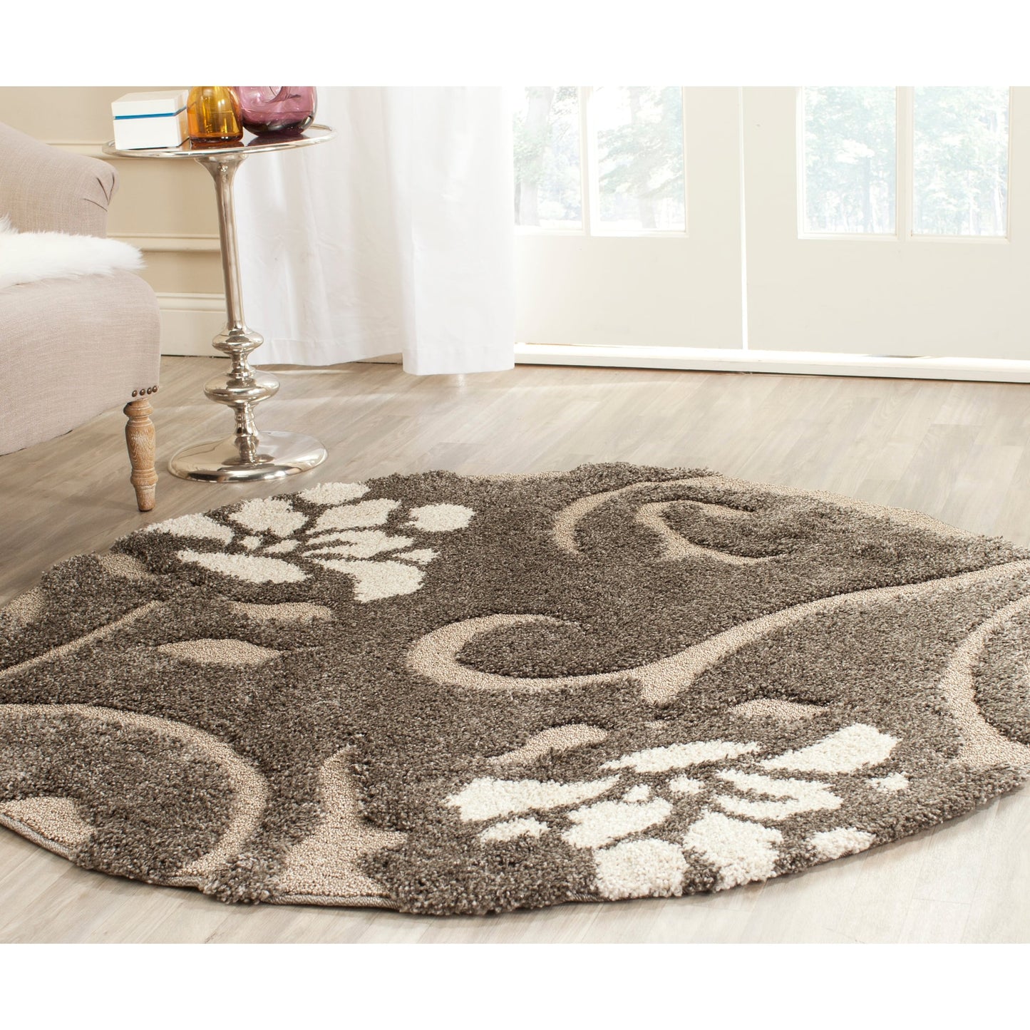 Tapis SAFAVIEH Florida Shag Ariette à motif floral et volutes, d'une épaisseur de 3 cm (1,2 pouce).
