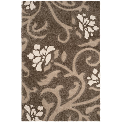 Tapis SAFAVIEH Florida Shag Ariette à motif floral et volutes, d'une épaisseur de 3 cm (1,2 pouce).