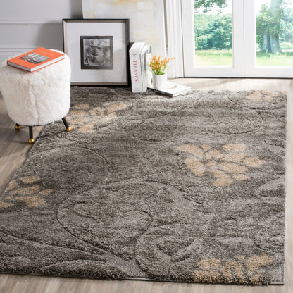 Tapis SAFAVIEH Florida Shag Ariette à motif floral et volutes, d'une épaisseur de 3 cm (1,2 pouce).