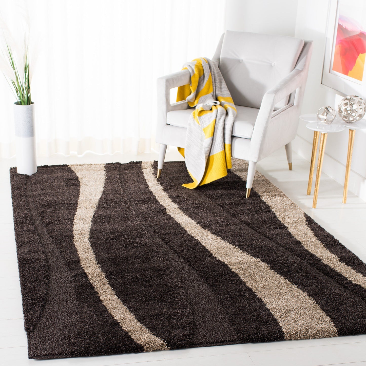 Tapis SAFAVIEH Florida Shag Ariola Stripe de 3 cm d'épaisseur