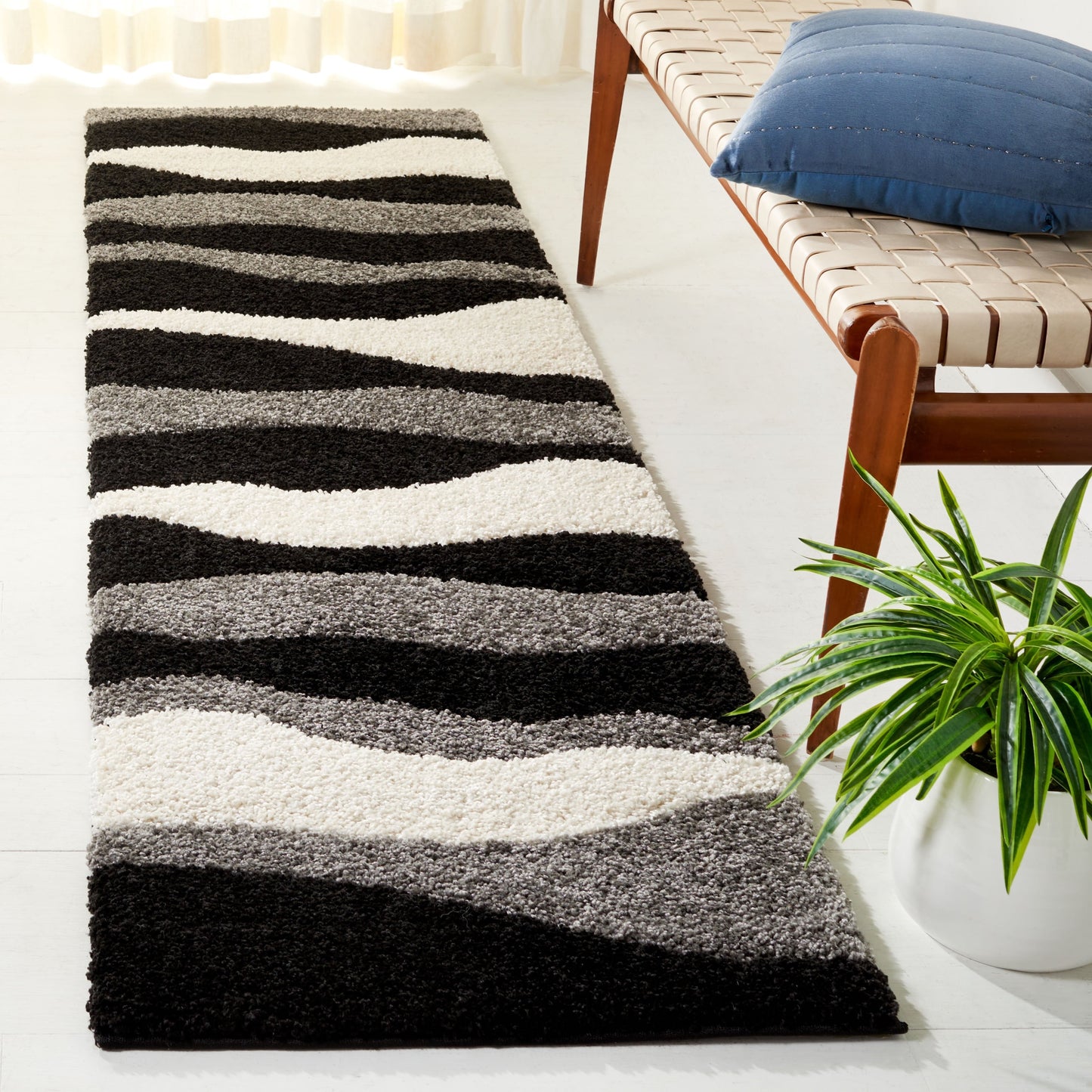 Tapis SAFAVIEH Florida Shag Melahat Abstract Wave de 3 cm d'épaisseur