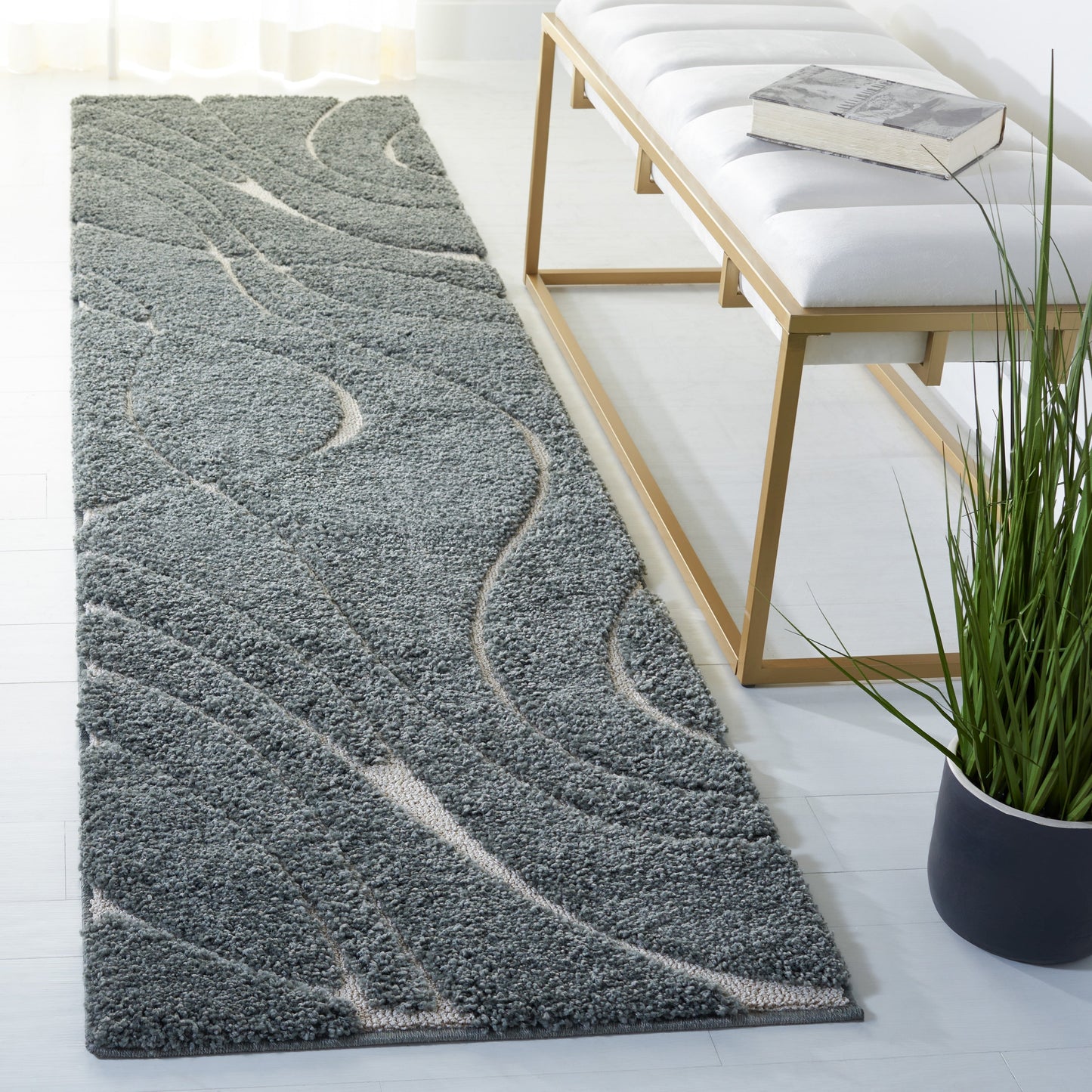 Tapis SAFAVIEH Florida Shag Staka Abstract Waves de 3 cm d'épaisseur