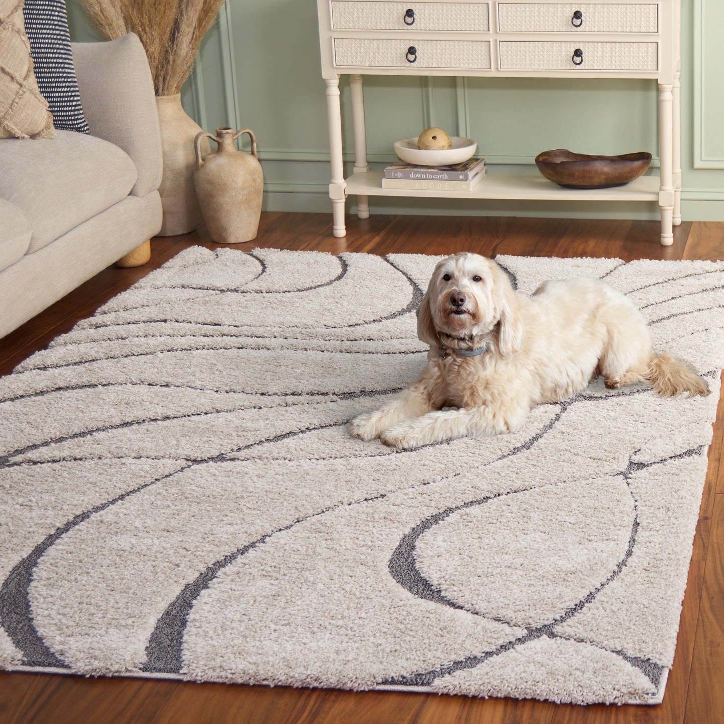 Tapis SAFAVIEH Florida Shag Staka Abstract Waves de 3 cm d'épaisseur