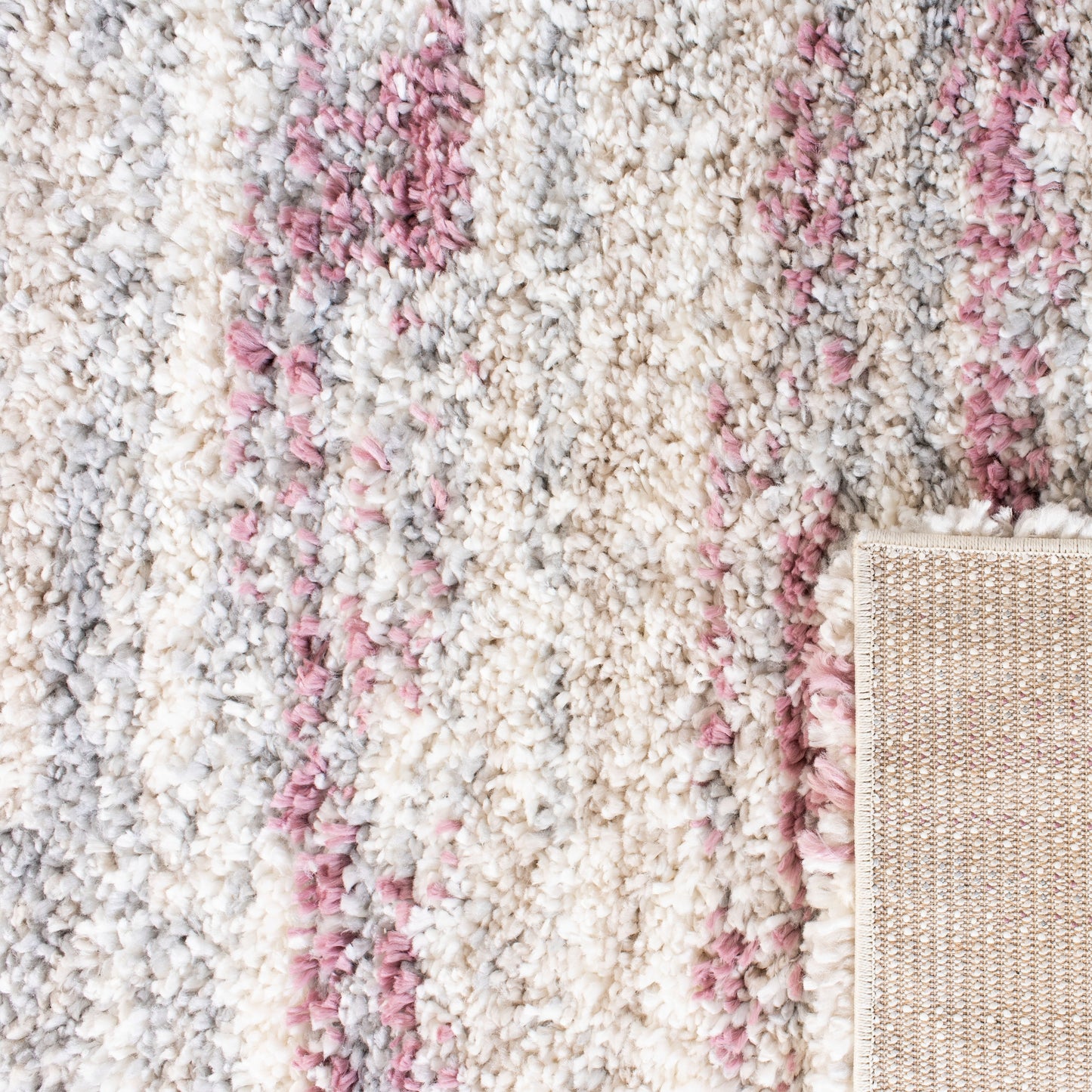 Tapis SAFAVIEH Fontana Shag Mevlide à rayures modernes de 5 cm d'épaisseur