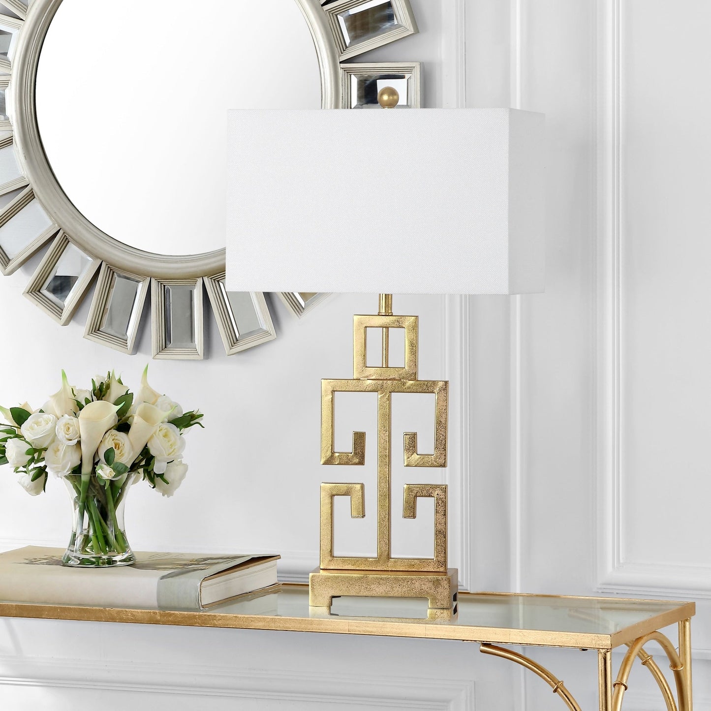 Lampe de table Chantelle de SAFAVIEH Lighting, 29 pouces, couleur or antique grec (lot de 2) – 16 l x 9 p x 29 h