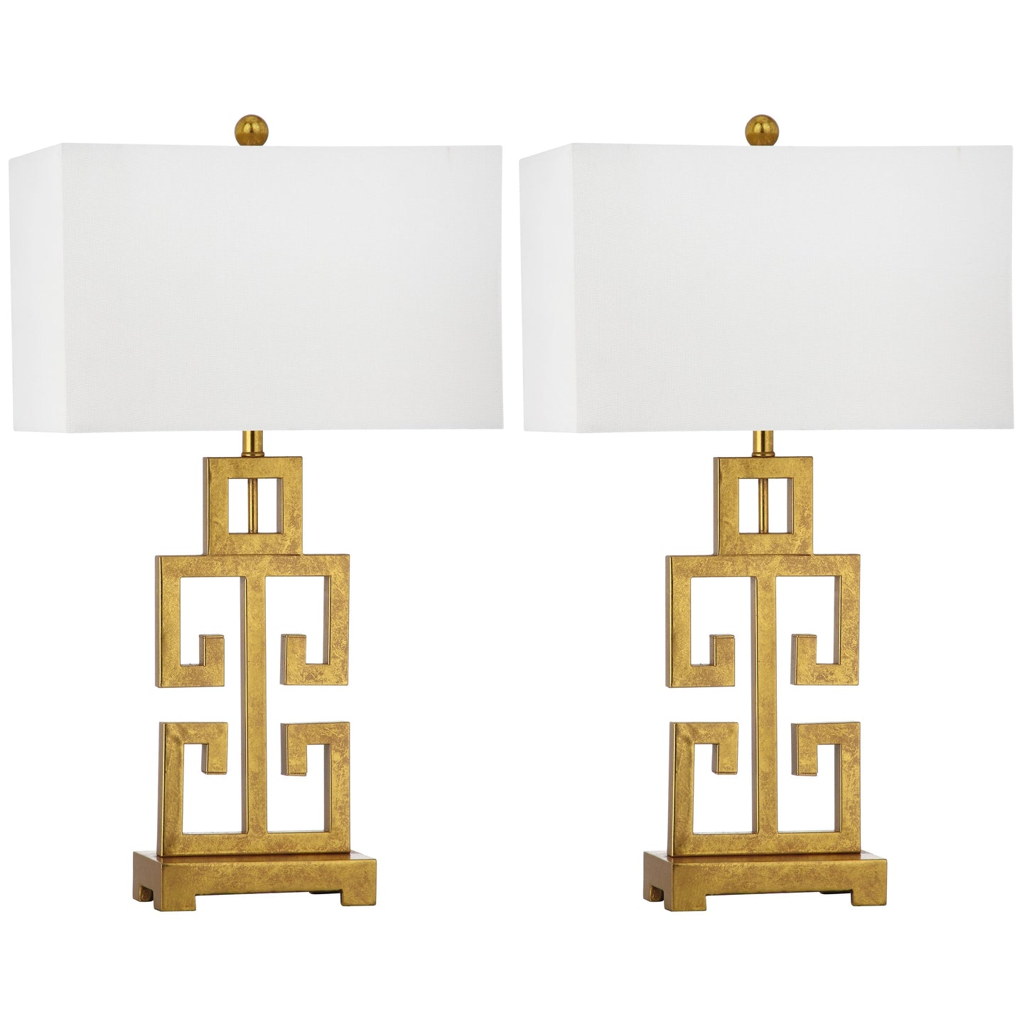 Lampe de table Chantelle de SAFAVIEH Lighting, 29 pouces, couleur or antique grec (lot de 2) – 16 l x 9 p x 29 h