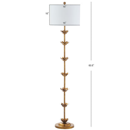 Lampadaire LED Doretha de SAFAVIEH Lighting, 64 pouces, finition feuille d'or - 15 x 15 x 63,5 - Or antique - 15 x 15 x 64 cm