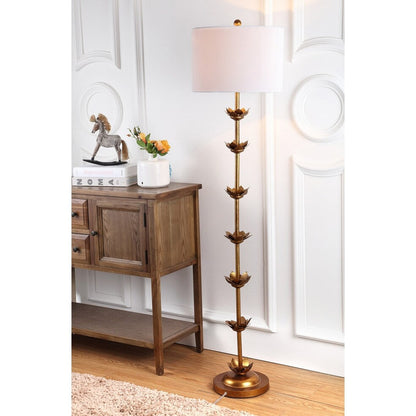 Lampadaire LED Doretha de SAFAVIEH Lighting, 64 pouces, finition feuille d'or - 15 x 15 x 63,5 - Or antique - 15 x 15 x 64 cm