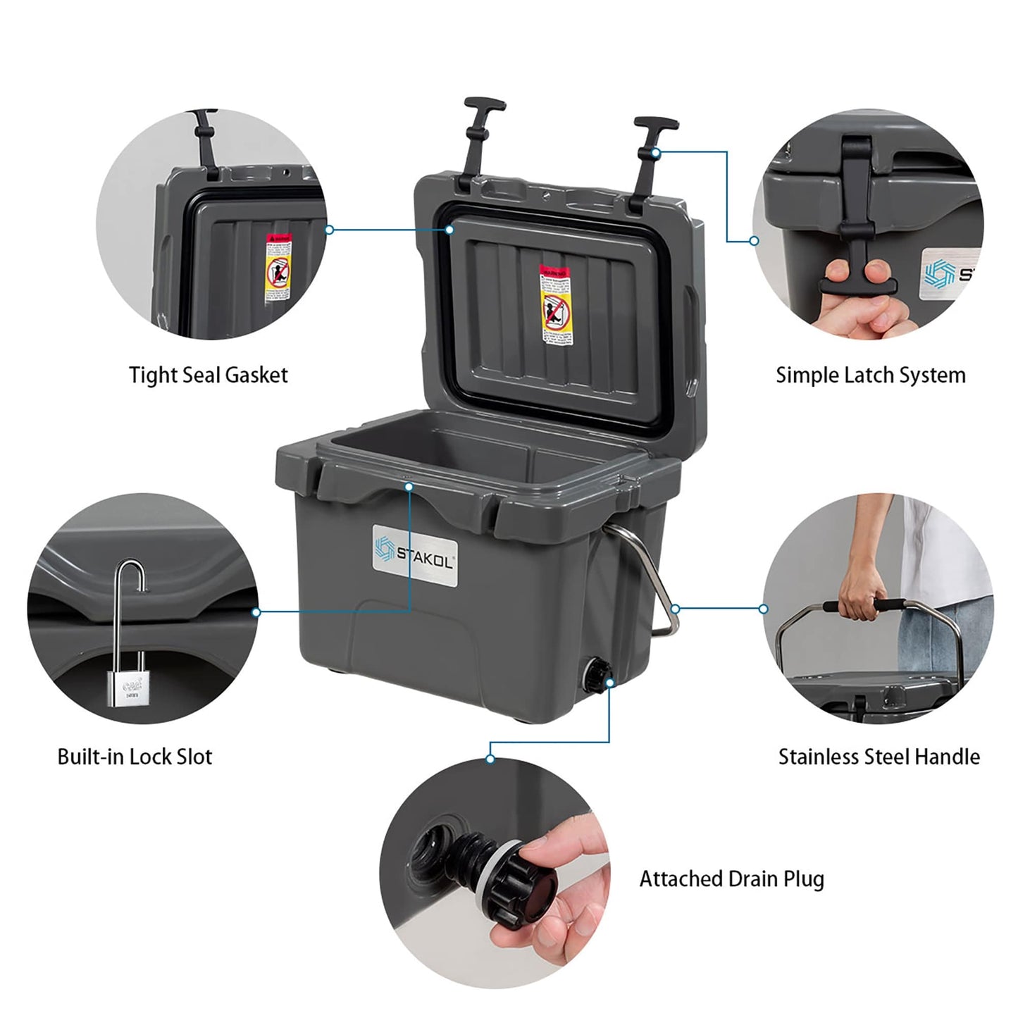 Glacière portable SKTAKOL 16 litres, étanche, 24 canettes de glace - Voir les détails