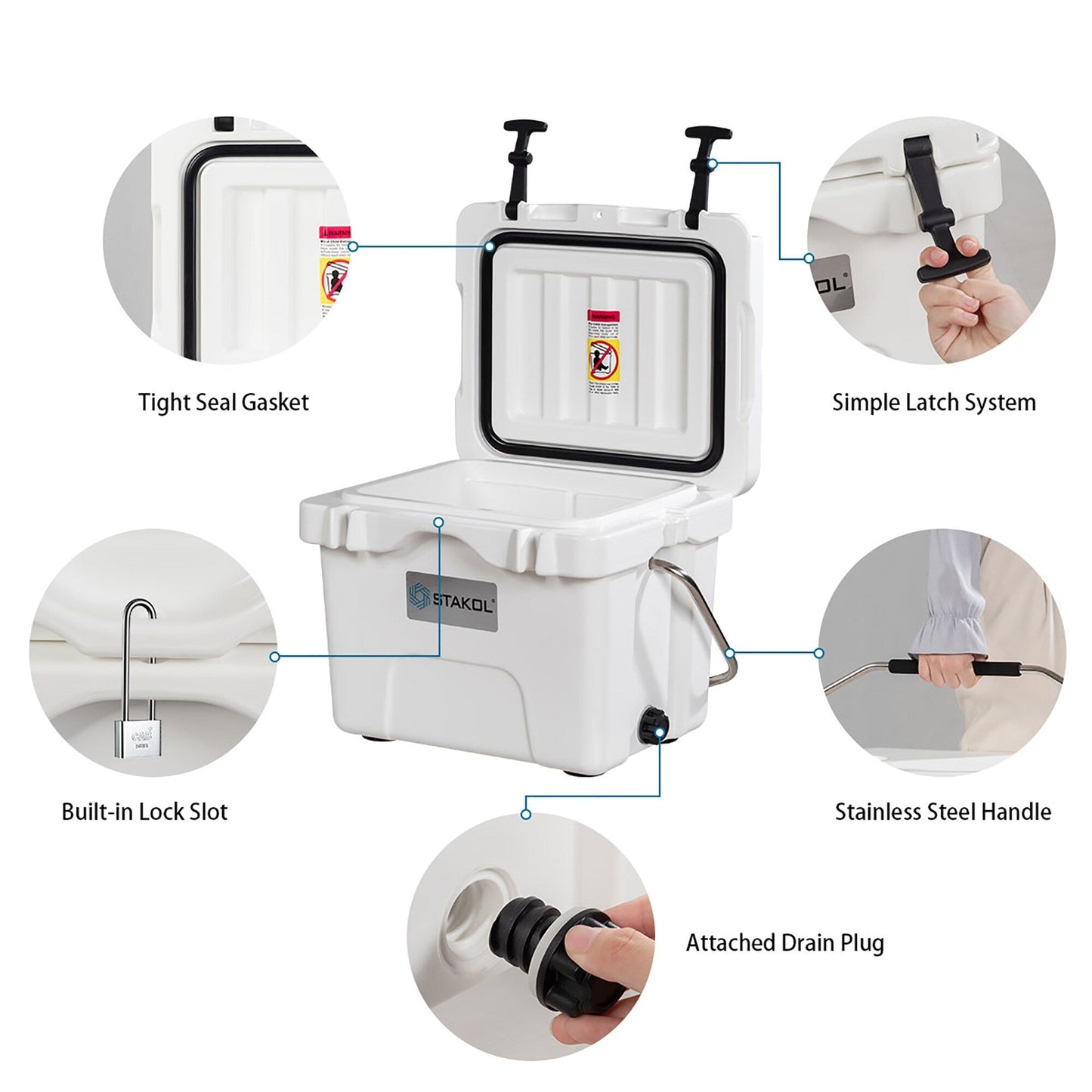 Glacière portable SKTAKOL 16 litres, étanche, 24 canettes de glace - Voir les détails