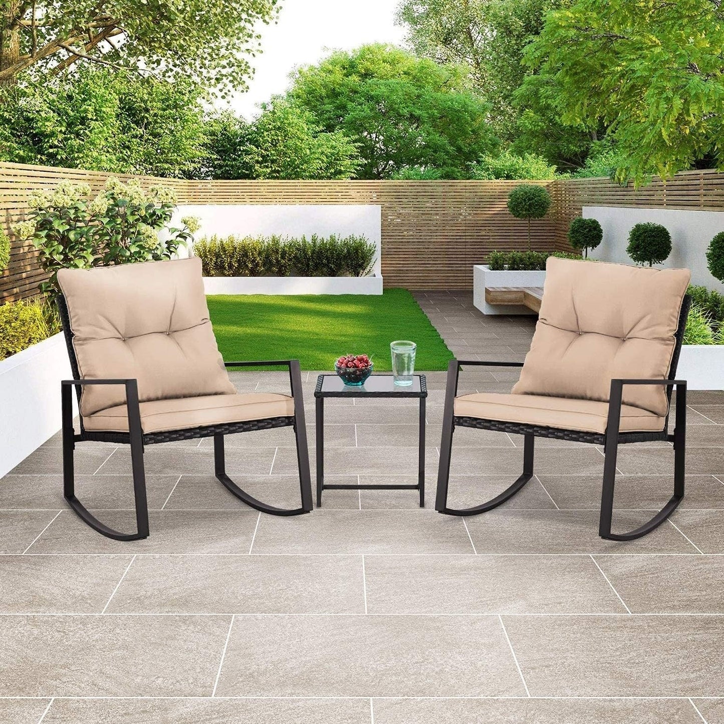 Ensemble bistrot à bascule extérieur en métal noir SUNCROWN 3 pièces