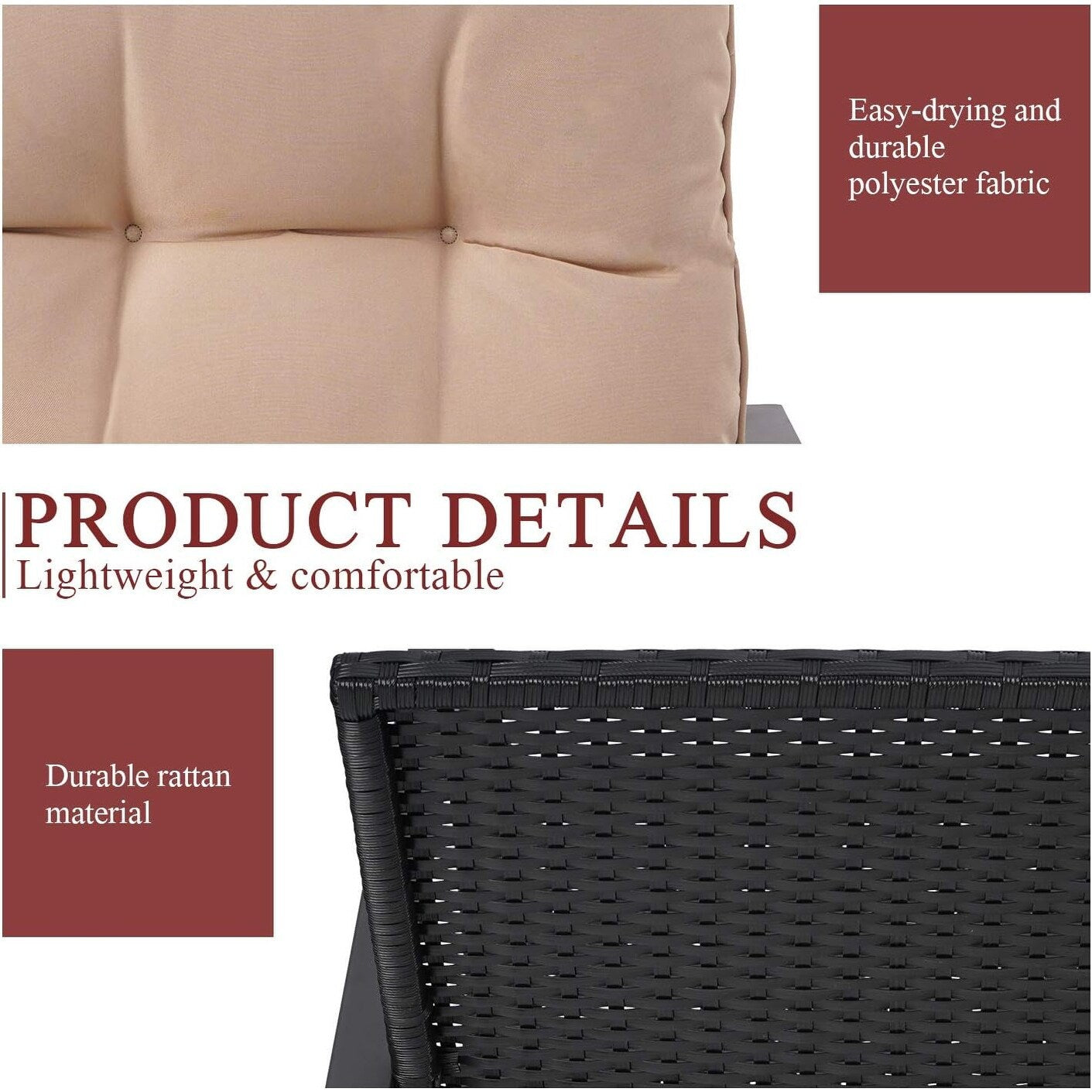 Ensemble bistrot à bascule extérieur en métal noir SUNCROWN 3 pièces