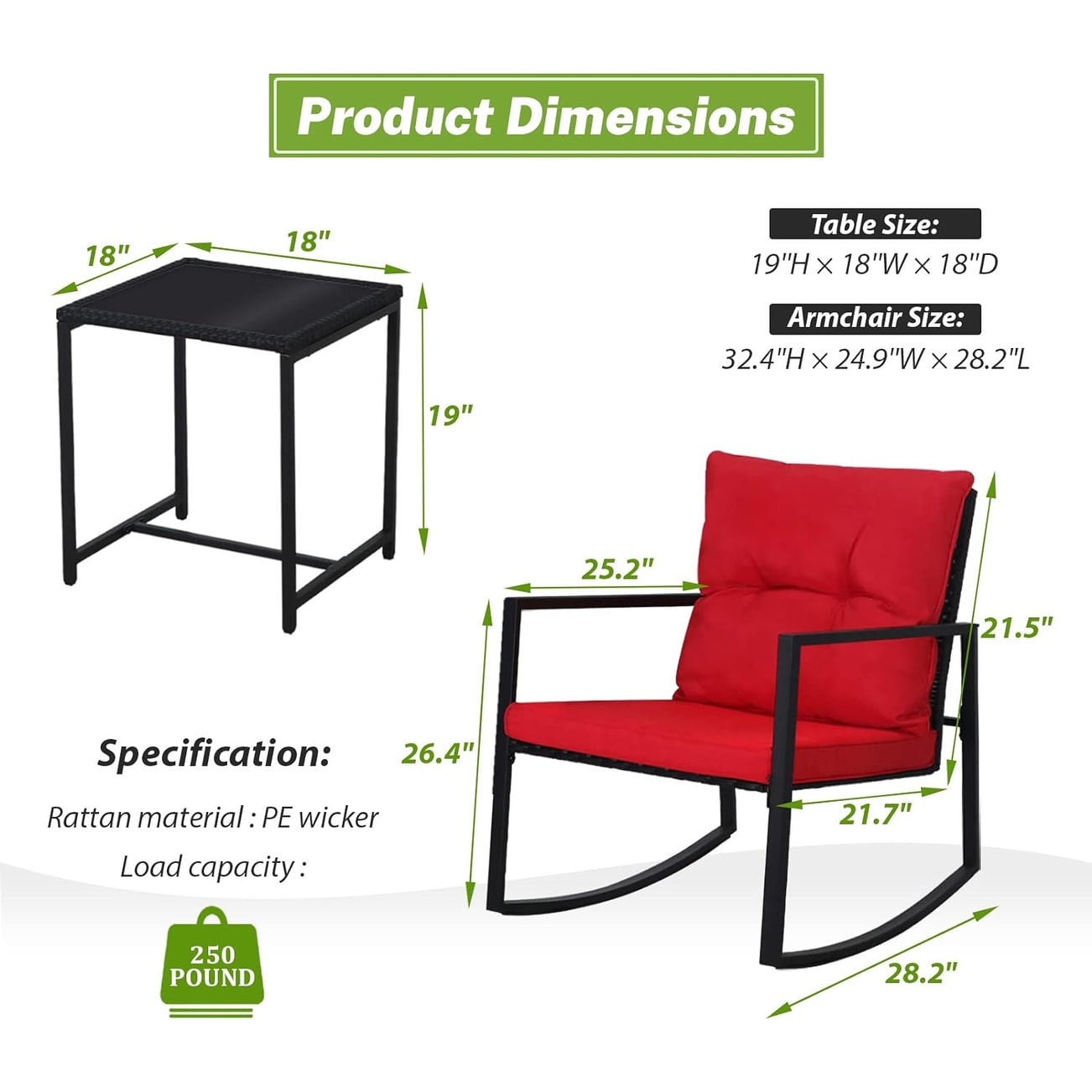 Ensemble bistrot à bascule extérieur en métal noir SUNCROWN 3 pièces