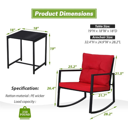 Ensemble bistrot à bascule extérieur en métal noir SUNCROWN 3 pièces