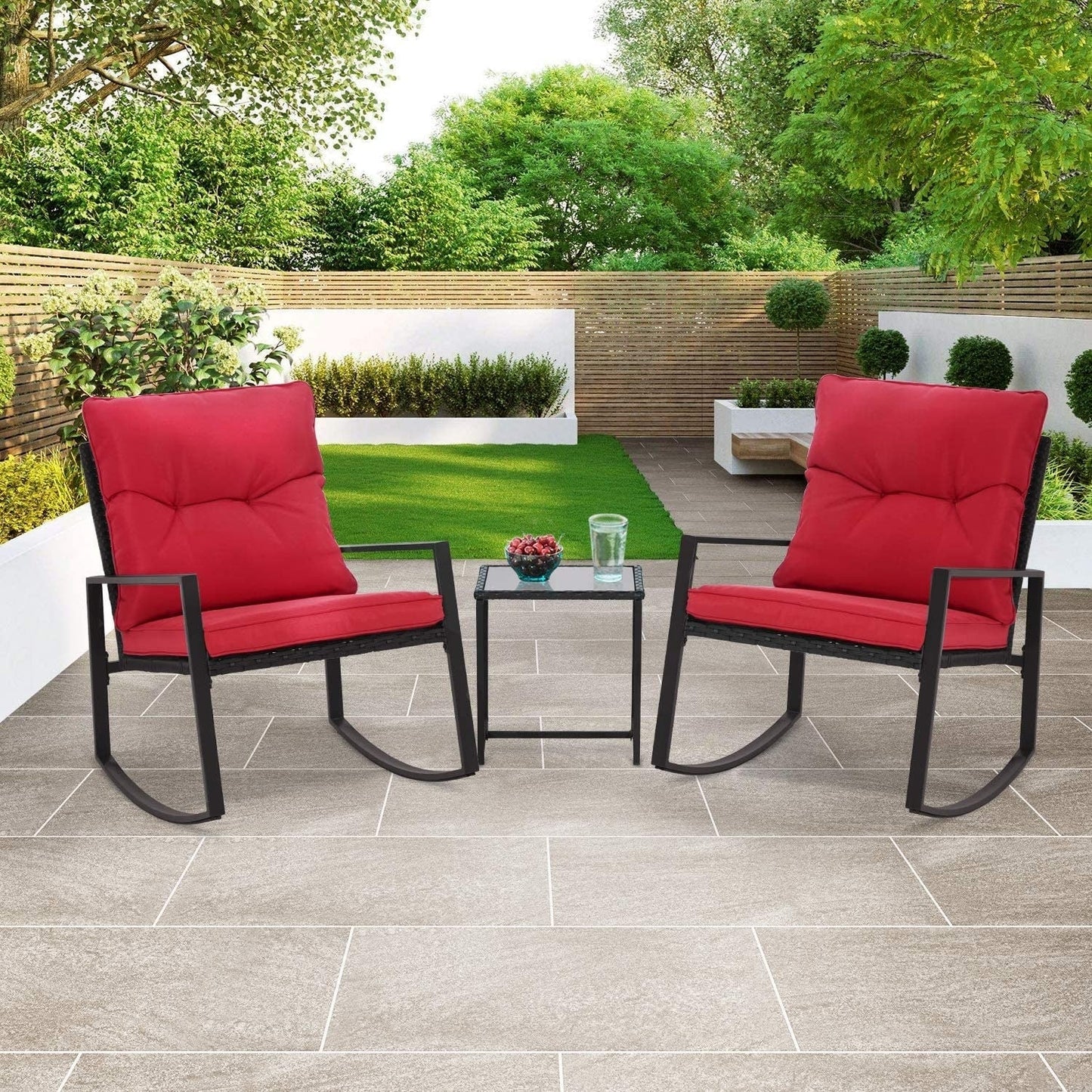 Ensemble bistrot à bascule extérieur en métal noir SUNCROWN 3 pièces