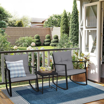 Ensemble bistrot à bascule extérieur en métal noir SUNCROWN 3 pièces