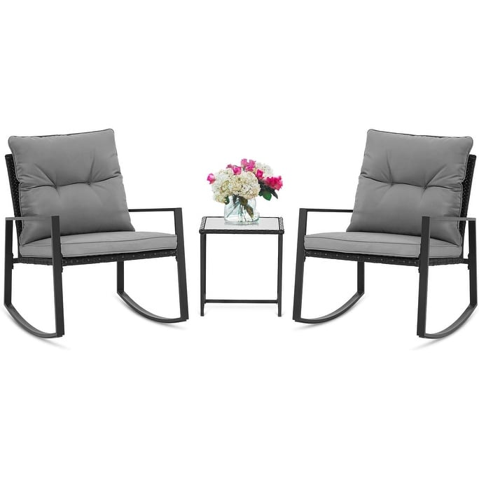 Ensemble bistrot à bascule extérieur en métal noir SUNCROWN 3 pièces