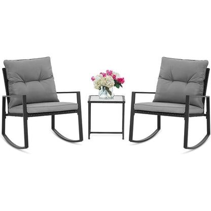 Ensemble bistrot à bascule extérieur en métal noir SUNCROWN 3 pièces