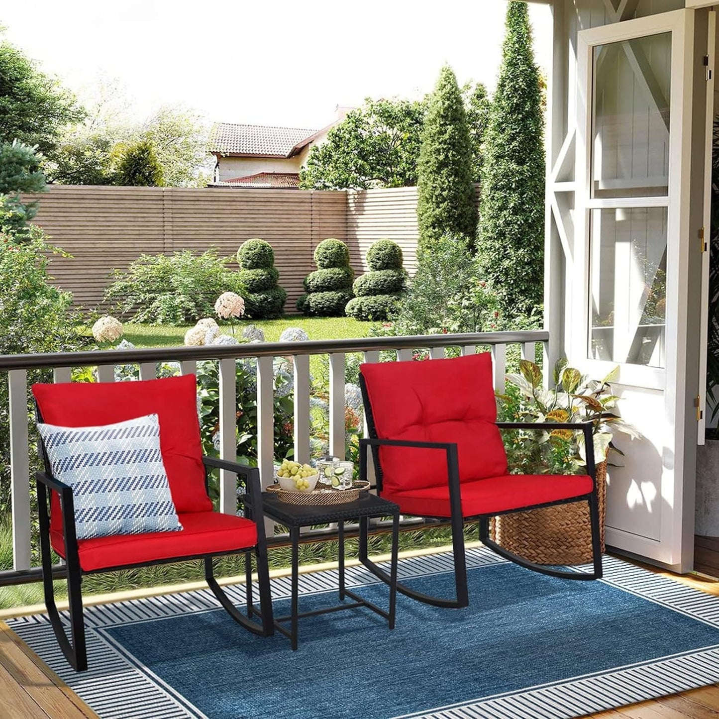 Ensemble bistrot à bascule extérieur en métal noir SUNCROWN 3 pièces