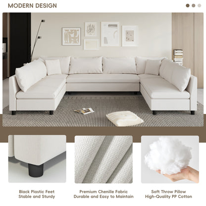 Canapé sectionnel, ensemble de canapés réversibles en chenille en forme de U, combinaison libre, canapé convertible surdimensionné 8 places