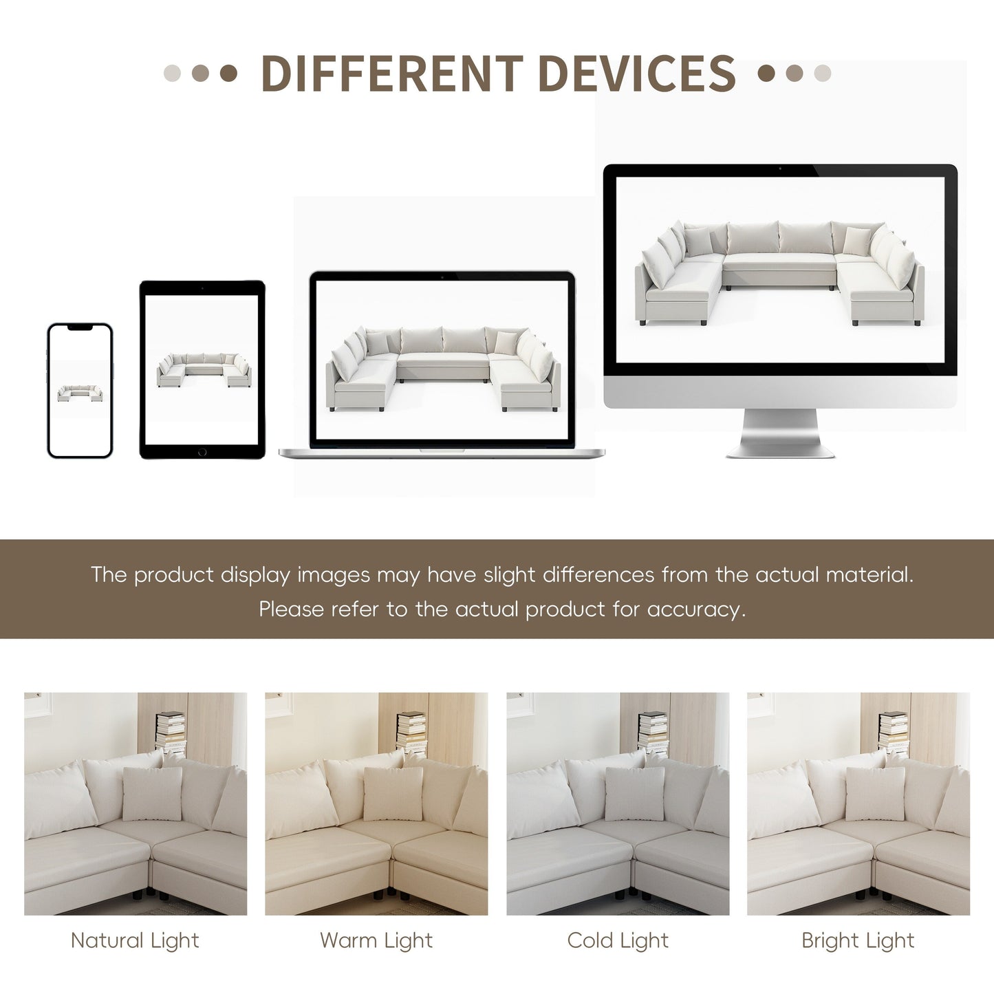 Canapé sectionnel, ensemble de canapés réversibles en chenille en forme de U, combinaison libre, canapé convertible surdimensionné 8 places