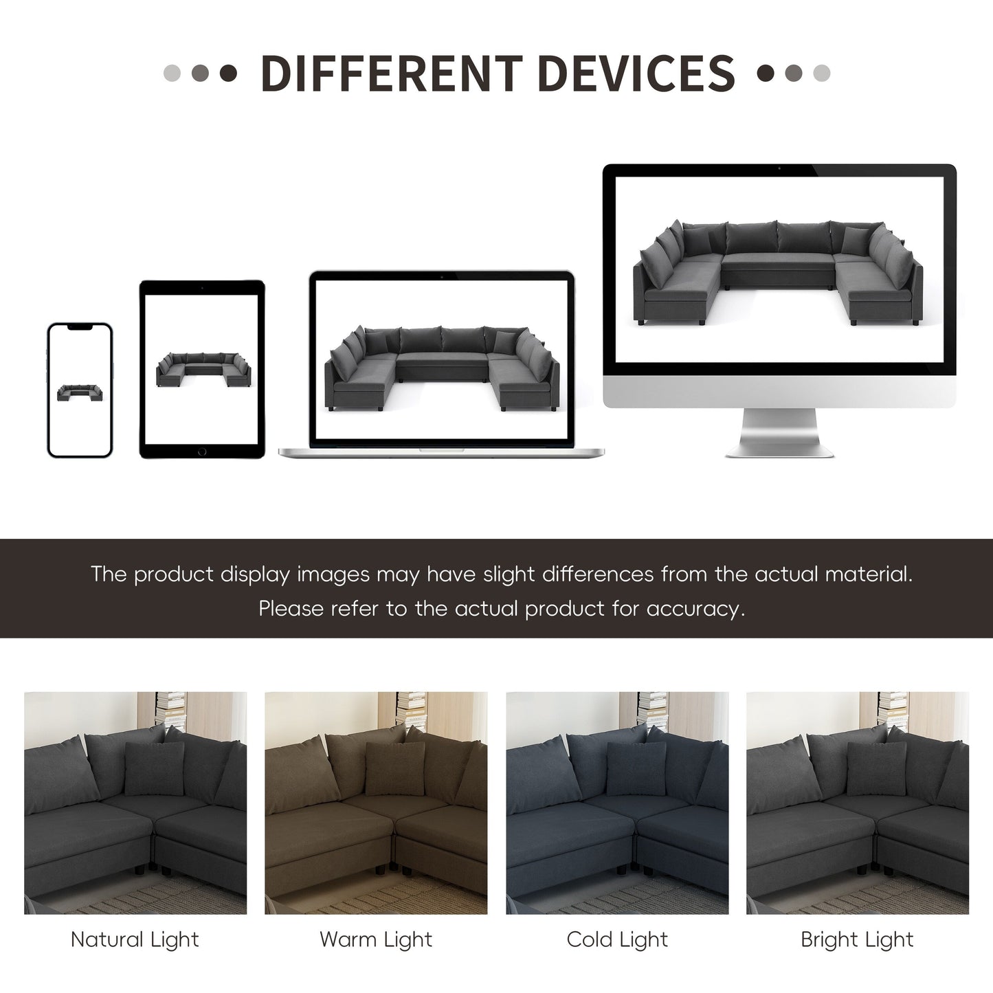 Canapé sectionnel, ensemble de canapés réversibles en chenille en forme de U, combinaison libre, canapé convertible surdimensionné 8 places