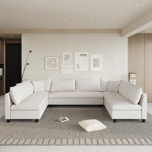 Canapé sectionnel, ensemble de canapés réversibles en chenille en forme de U, combinaison libre, canapé convertible surdimensionné 8 places