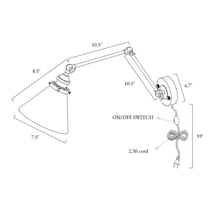 Lot de 2 appliques murales modernes à bras pivotant réglables et câblées