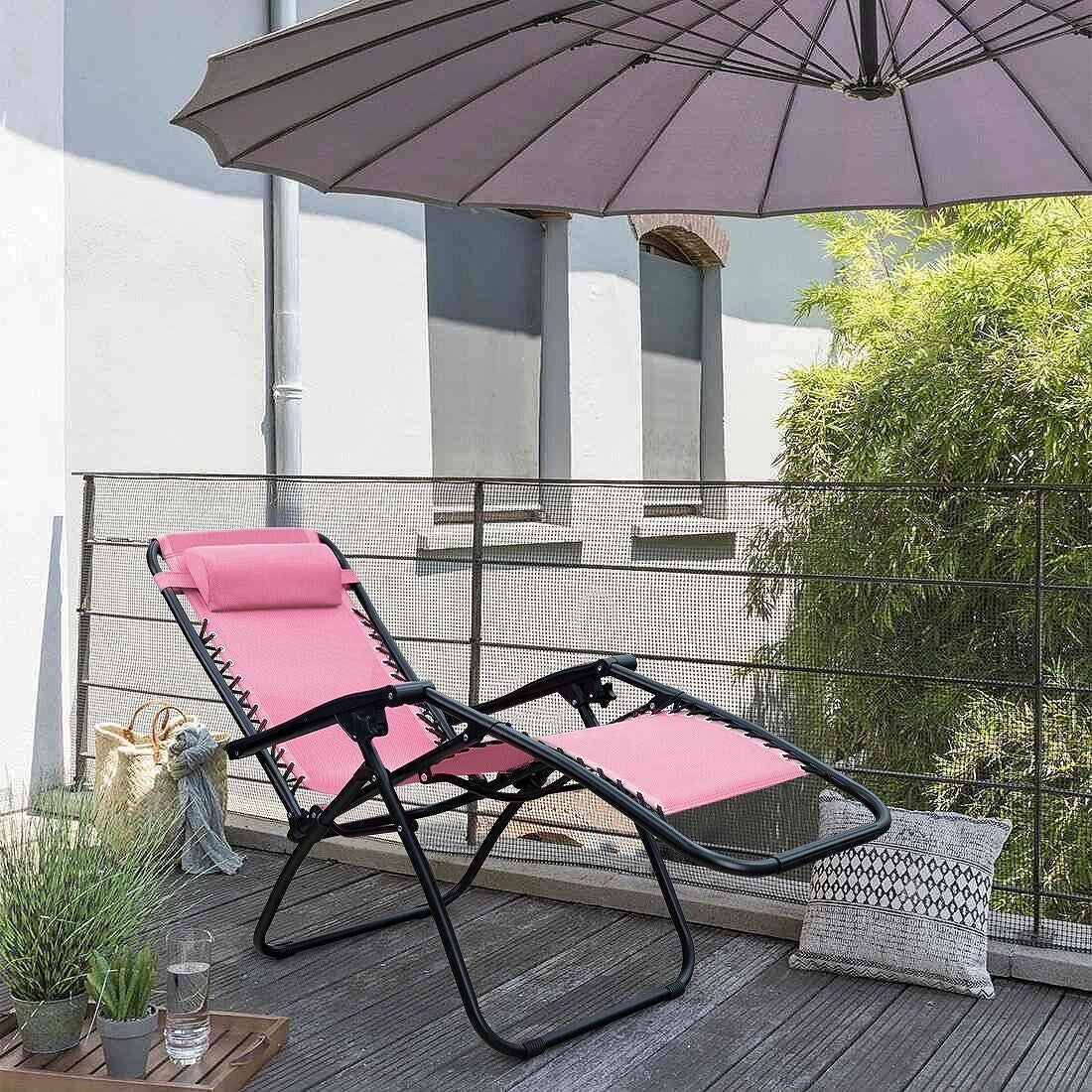 Lot de 2 chaises longues de jardin Homall Patio Zero Gravity avec coussins